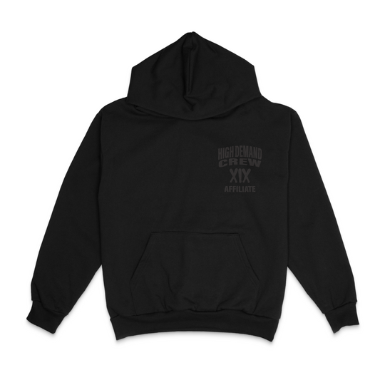 XIX 'HDC' cotton hoodie in black+black