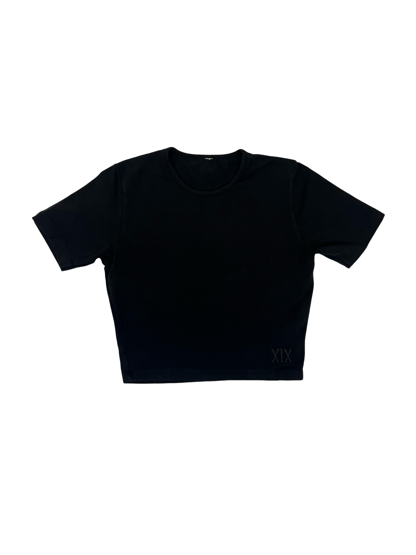 XIX cropped cotton top in black