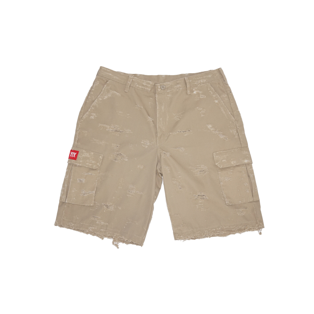 XIX distressed cargo short in beige