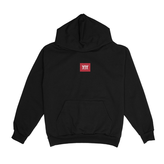 XIX 'RED' cotton hoodie in black