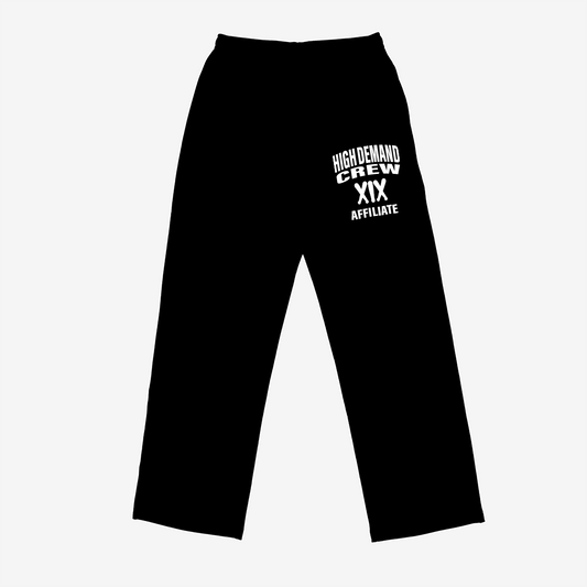 XIX 'HDC' cotton black sweatpants in black+white